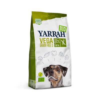 La photo d'un paquet de croquettes biologiques pour chiens ultra-sensibles de la marque "Yarrah"