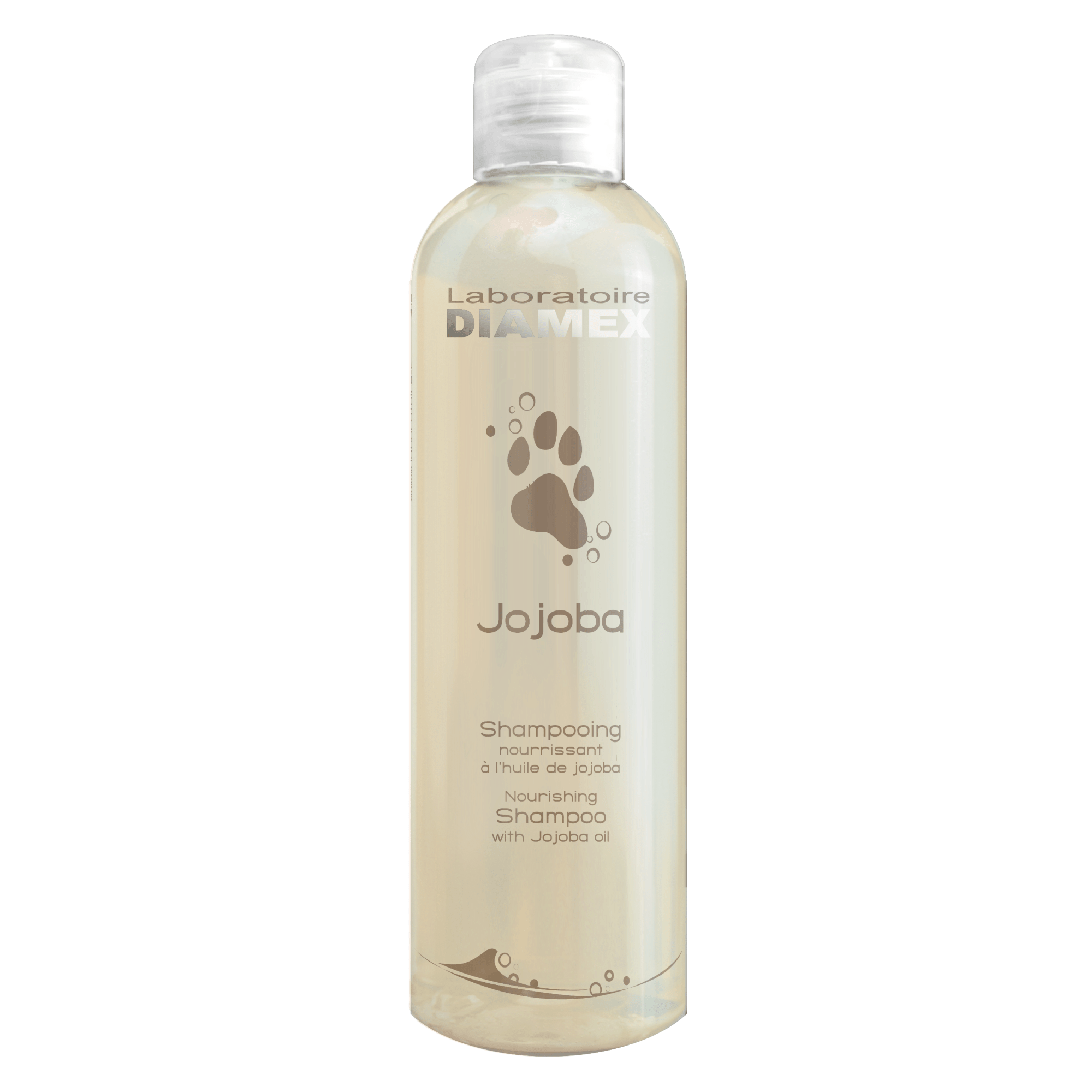 La photo d'un shampoing biologique pour chiens au Jojoba de la marque Diamex